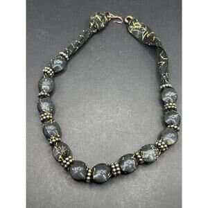 Vintage JBB Signed Sterling Silver 925 Mesh Design Clear Glass Necklace 20" Long